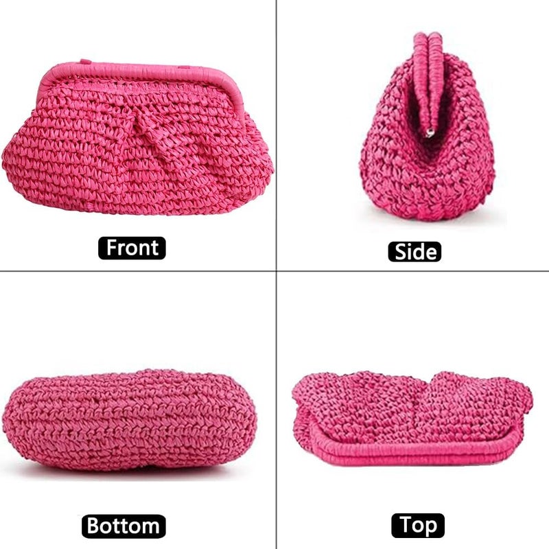 Geelyda Straw Clutch Purses for Women Cloud Dumpling Pouch Straw Crossbody Shoulder Handbag Summer Beach Woven Bag - Image 3